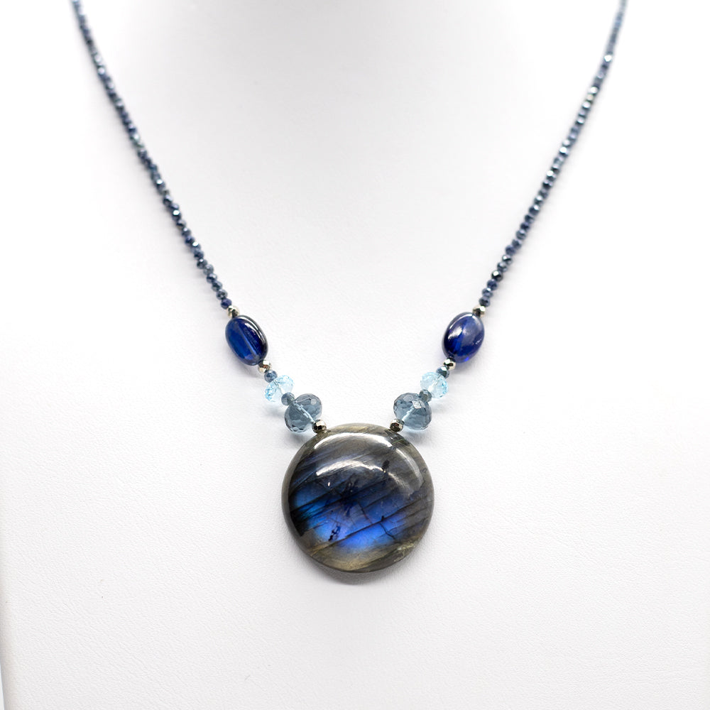 Labradorite & Sapphire Pendant Necklace