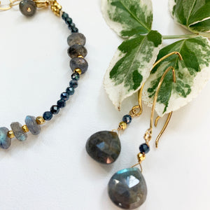 Labradorite Droplet Gold Earrings