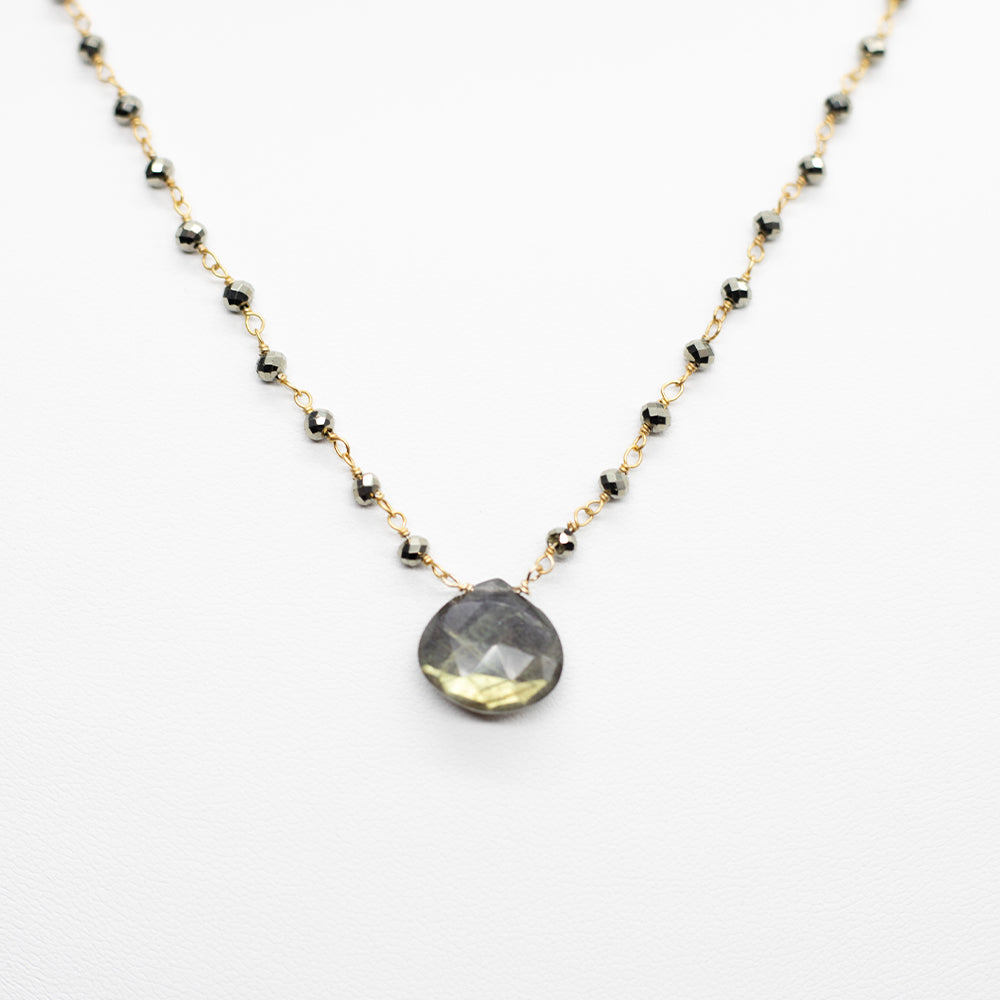 Labradorite Waterfall Gold Necklace