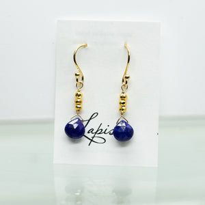 
                
                    Load image into Gallery viewer, Lapis Raindrop Gold Earrings
                
            