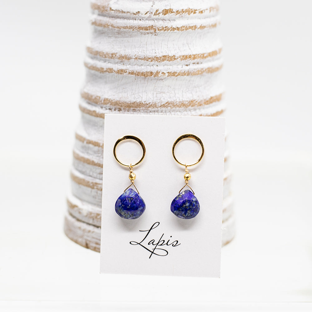 
                
                    Load image into Gallery viewer, Lapis Luna Gold Earrings
                
            