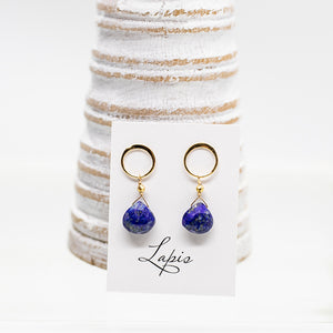 
                
                    Load image into Gallery viewer, Lapis Luna Gold Earrings
                
            