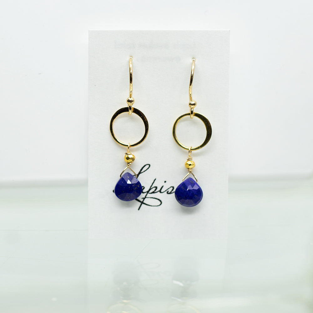 Lapis Ring Gold Earrings