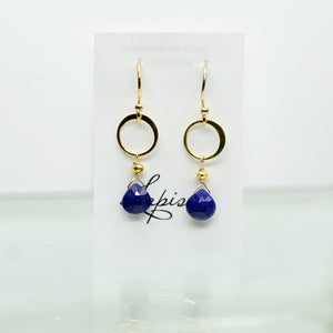 
                
                    Load image into Gallery viewer, Lapis Ring Gold Earrings
                
            