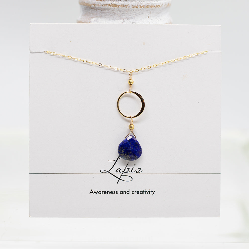 
                
                    Load image into Gallery viewer, Lapis Ring Gold Necklace
                
            