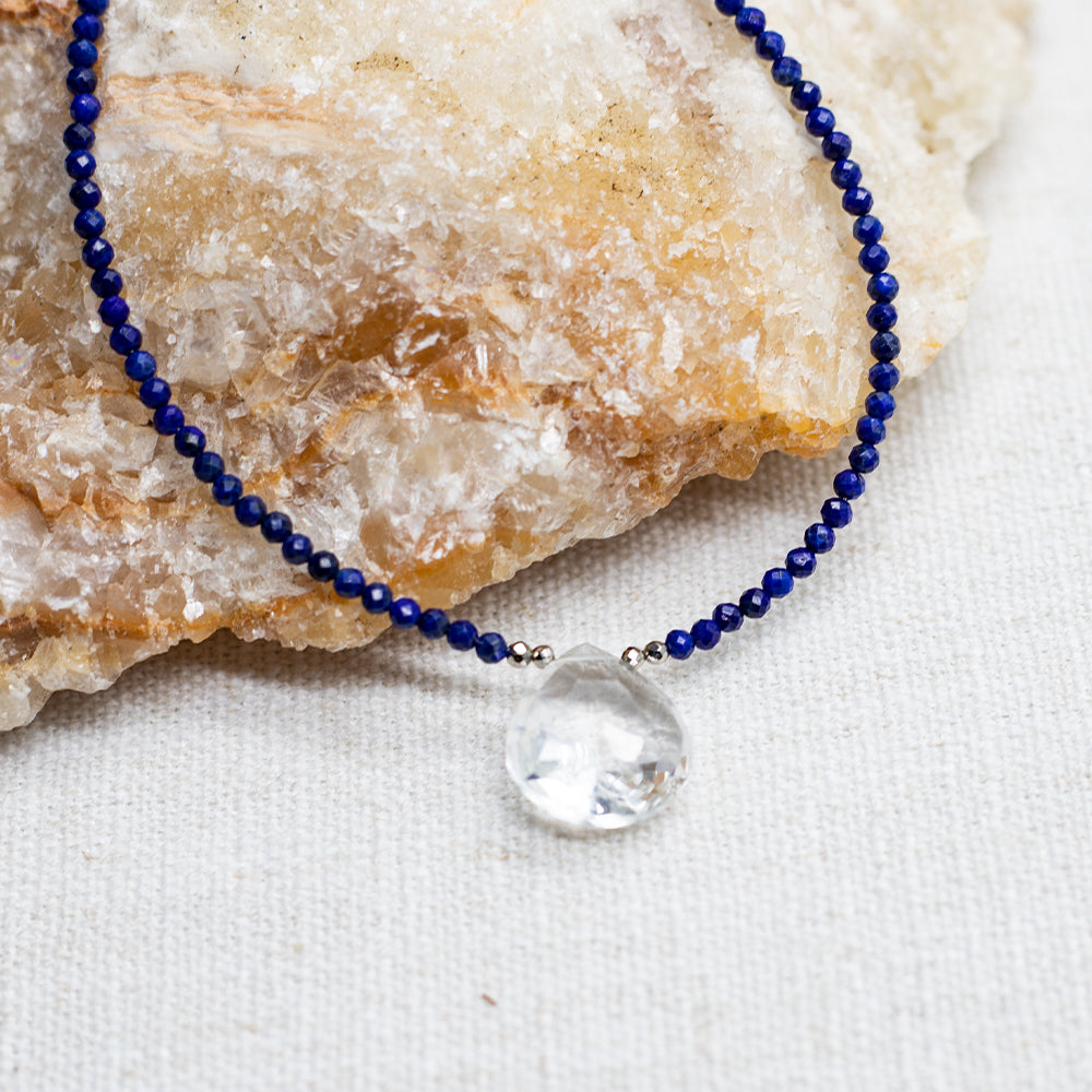 Quartz & Lapis Heart Necklace