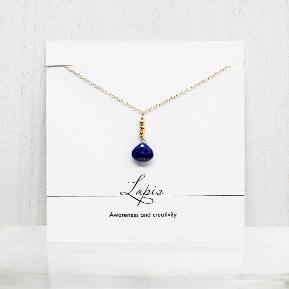 Lapis Raindrop Gold Necklace