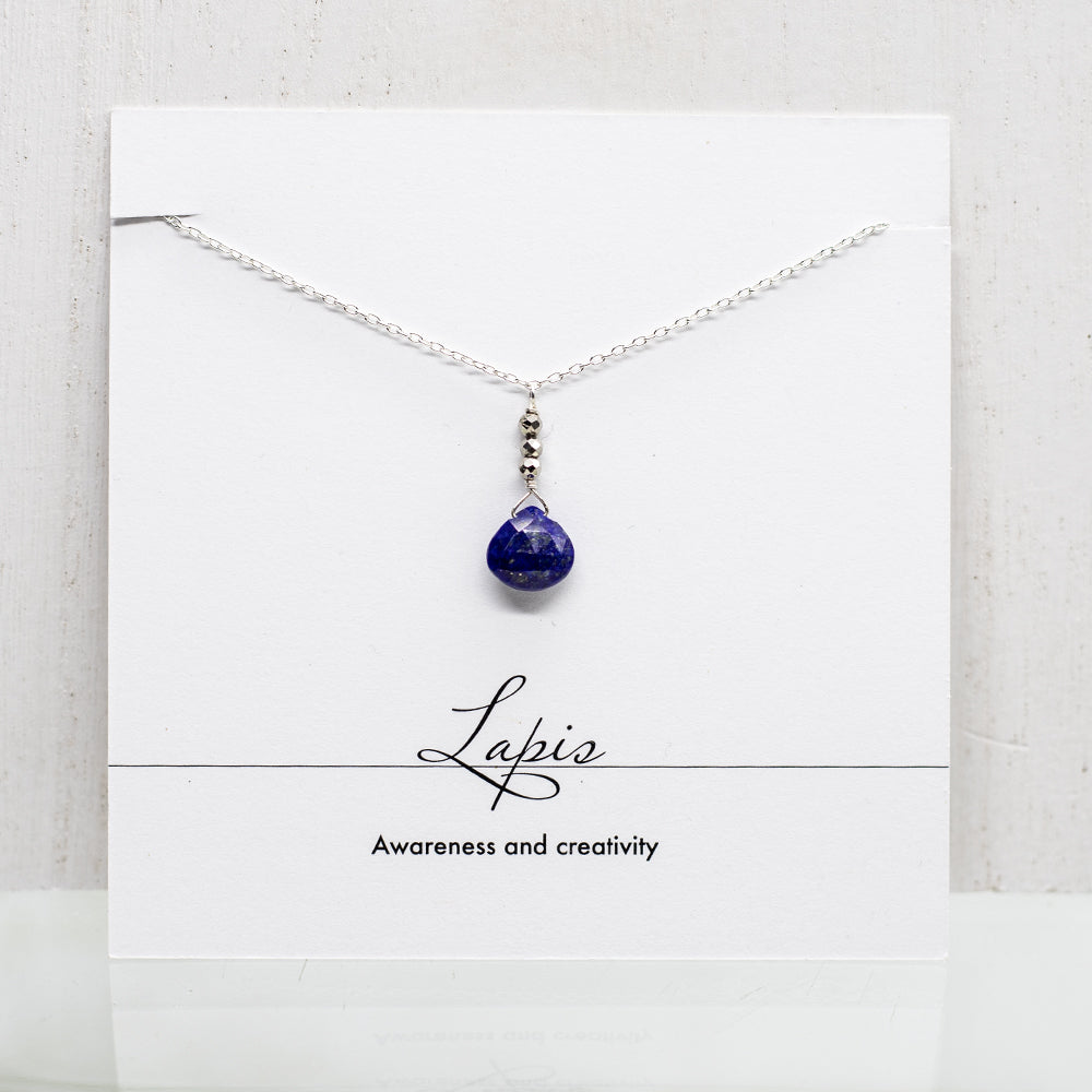 
                
                    Load image into Gallery viewer, Lapis Raindrop Silver Necklace
                
            