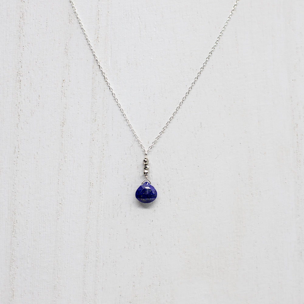 
                
                    Load image into Gallery viewer, Lapis Raindrop Silver Necklace
                
            