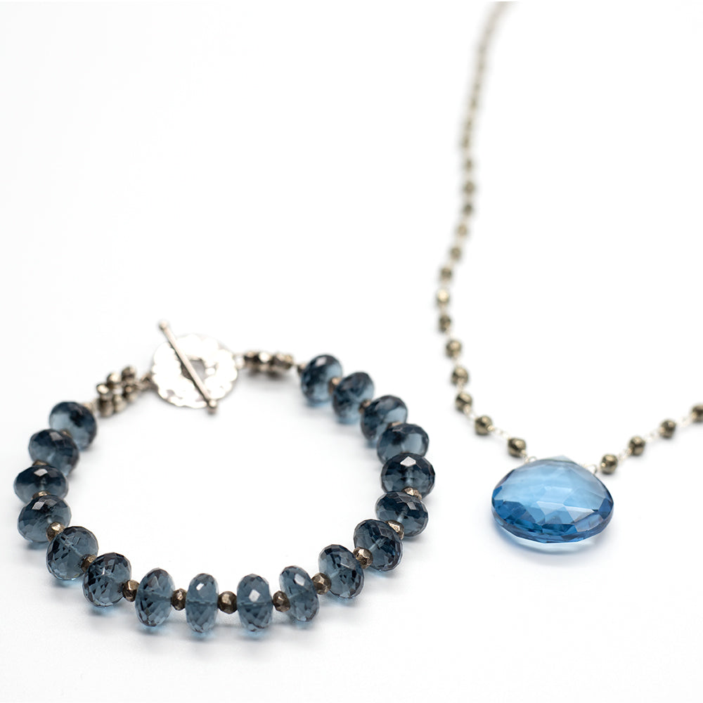 Blue Quartz Leilia Bracelet and XL Blue Quartz Waterfall 