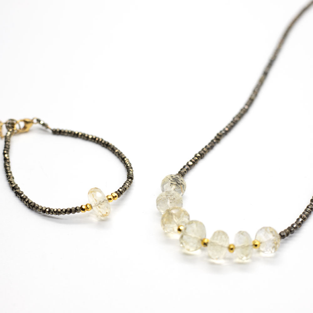 
                
                    Load image into Gallery viewer, Lemon Quartz Luna Simple Bracelet and Leilia Lemon Quartz Necklace
                
            