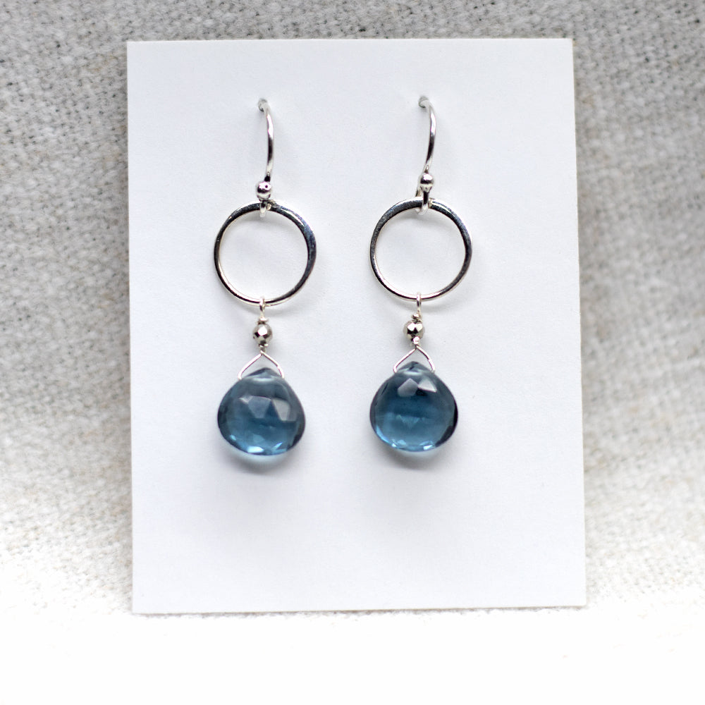 Blue Quartz Ring Silver Earrings