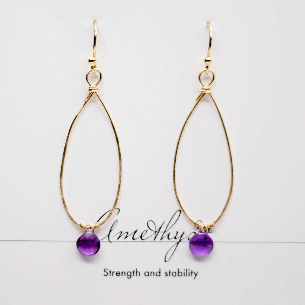 
                
                    Load image into Gallery viewer, Amethyst Linden Gold Earrings
                
            