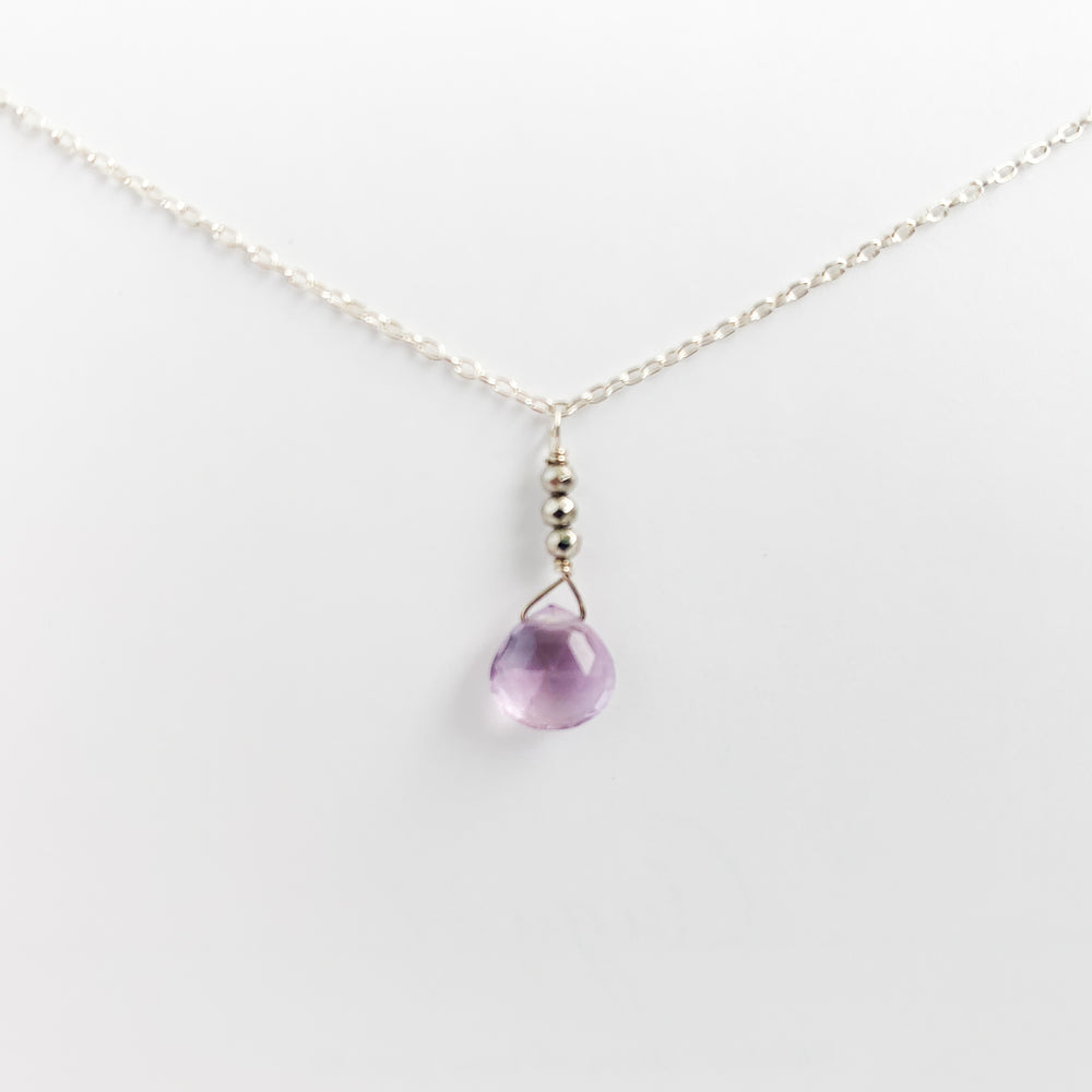 Light Amethyst Raindrop Silver Necklace