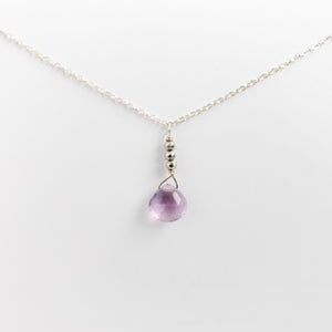 Light Amethyst Raindrop Silver Necklace