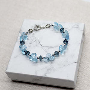 Blue Topaz & Blue Quartz Cluster Bracelet