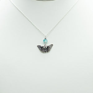 
                
                    Load image into Gallery viewer, Apatite Luna Moth Charm Necklace
                
            