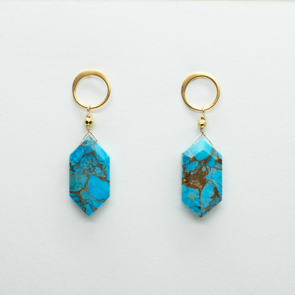 Blue Copper Turquoise Luna Post Earrings