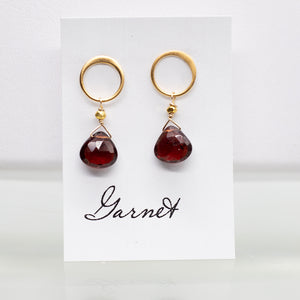 
                
                    Load image into Gallery viewer, Garnet Large Luna Gold Earrings
                
            