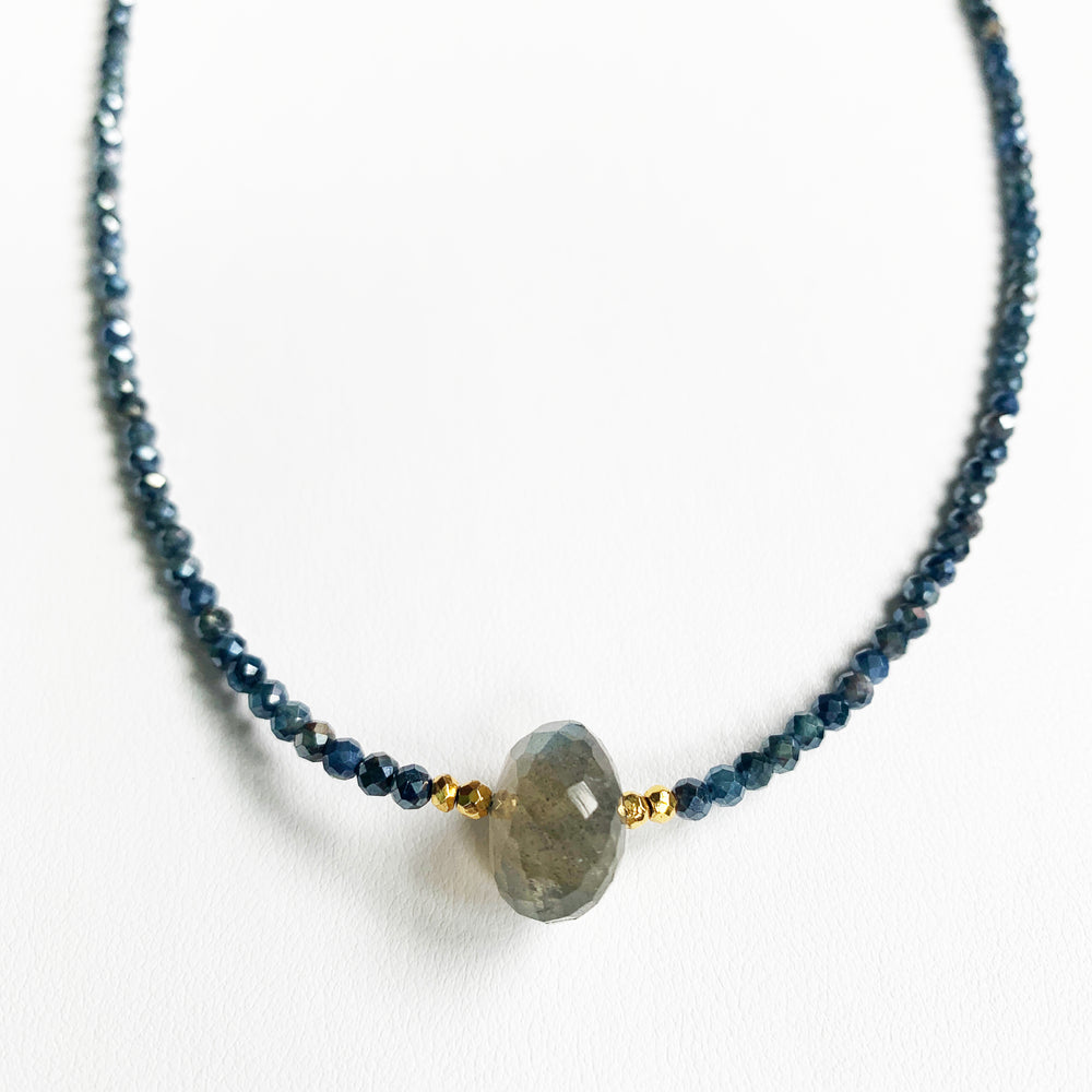 Labradorite & Sapphire Luna Necklace