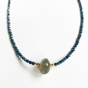 Labradorite & Sapphire Luna Necklace