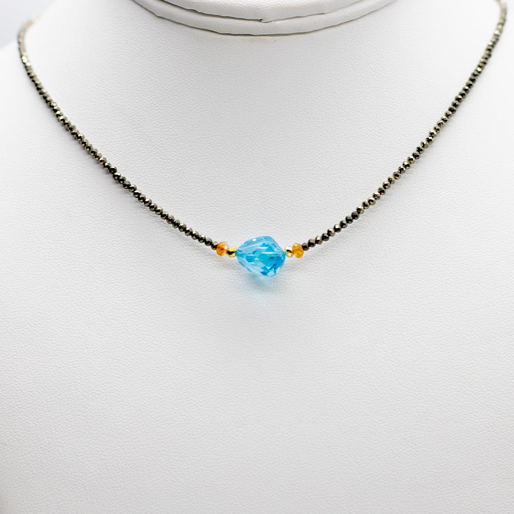 
                
                    Load image into Gallery viewer, Blue Topaz Luna Necklace
                
            