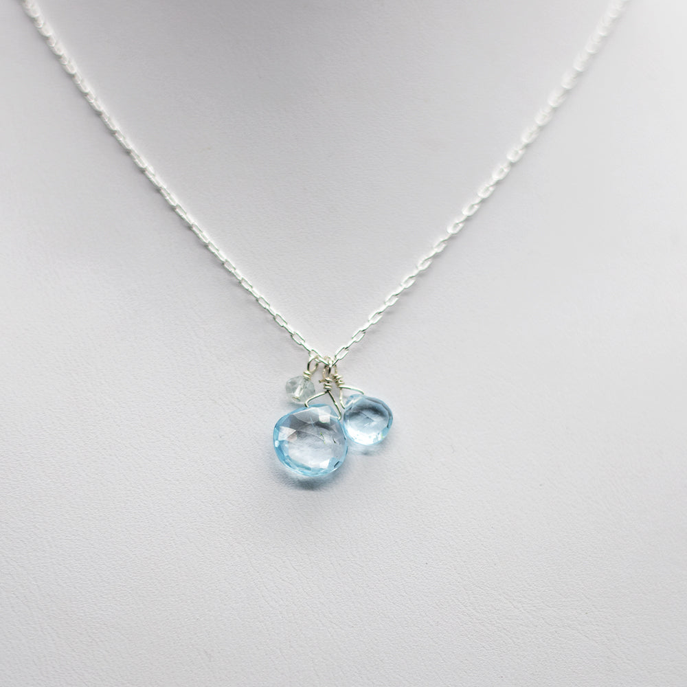 March Birthstone Silver Necklace