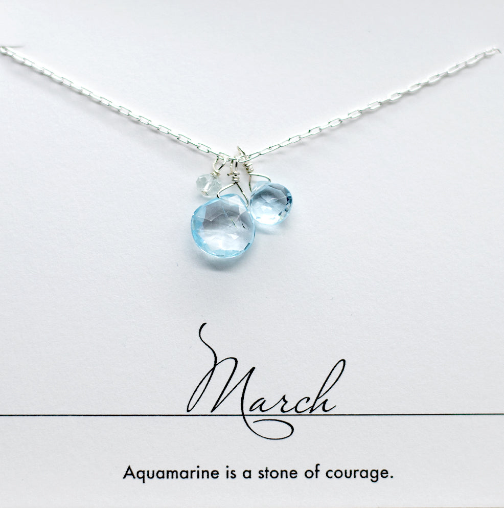 March Birthstone Silver Necklace