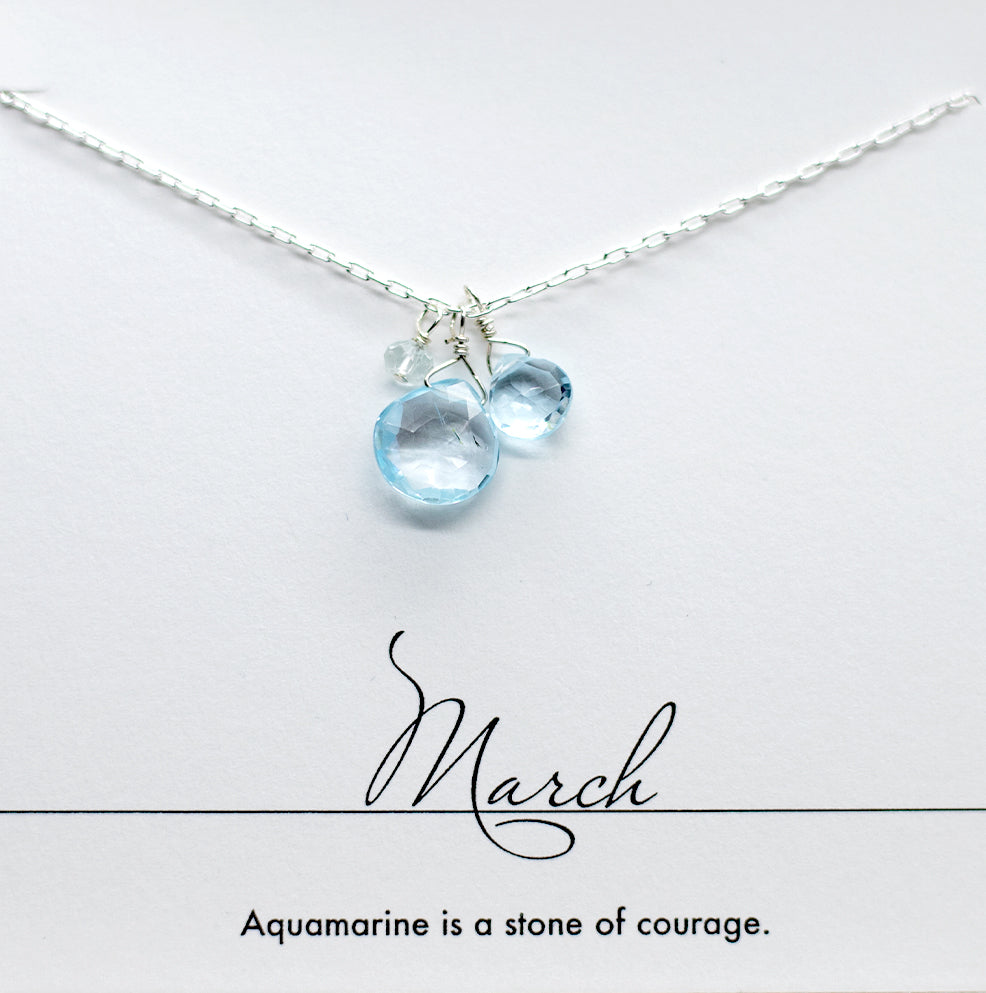 March Silver Birthstone Necklace