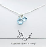 March Silver Birthstone Necklace