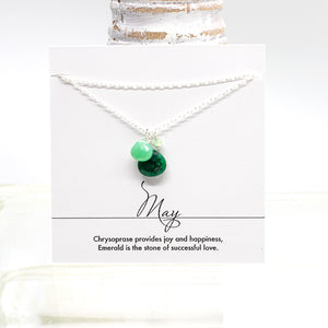 May Silver Birthstone Necklace
