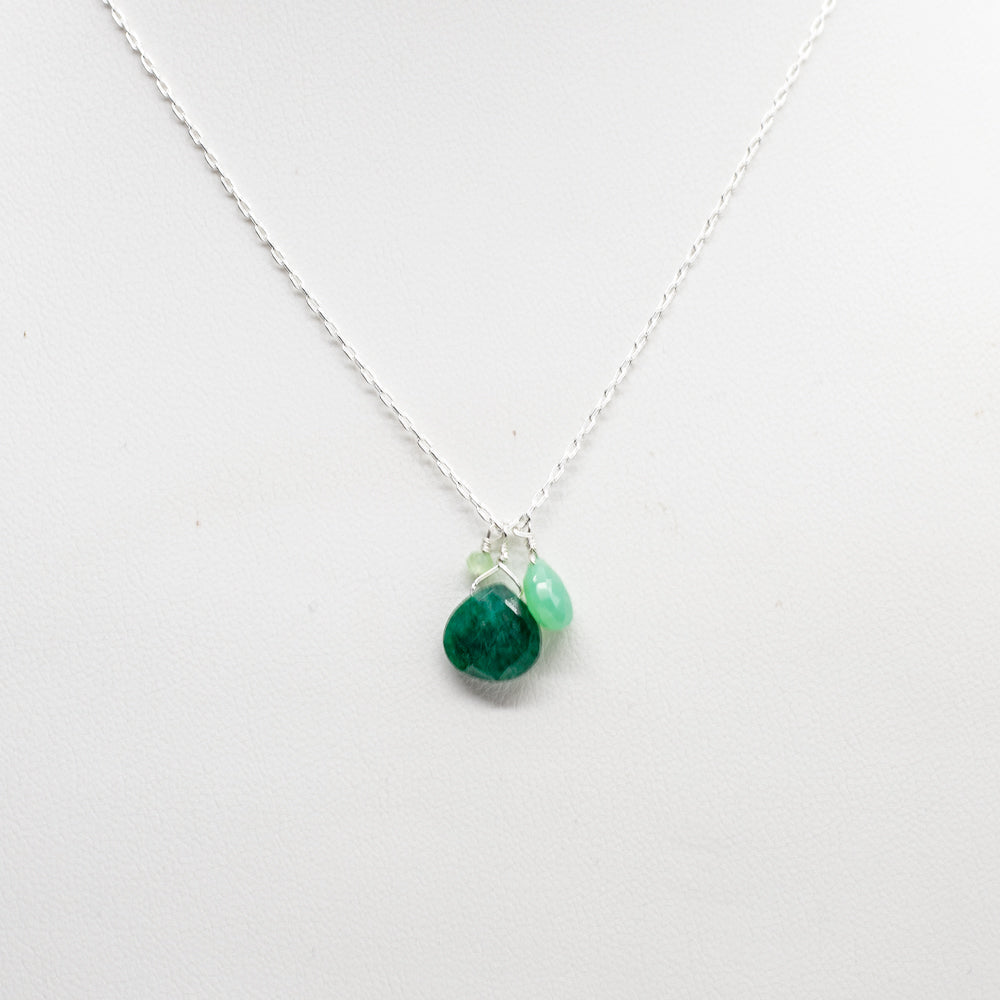 May Birthstone Silver Necklace
