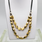 Gold Pyrite Double Faceted Suede Necklace