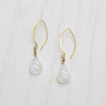 Moonstone Cabochon Droplet Gold Earrings