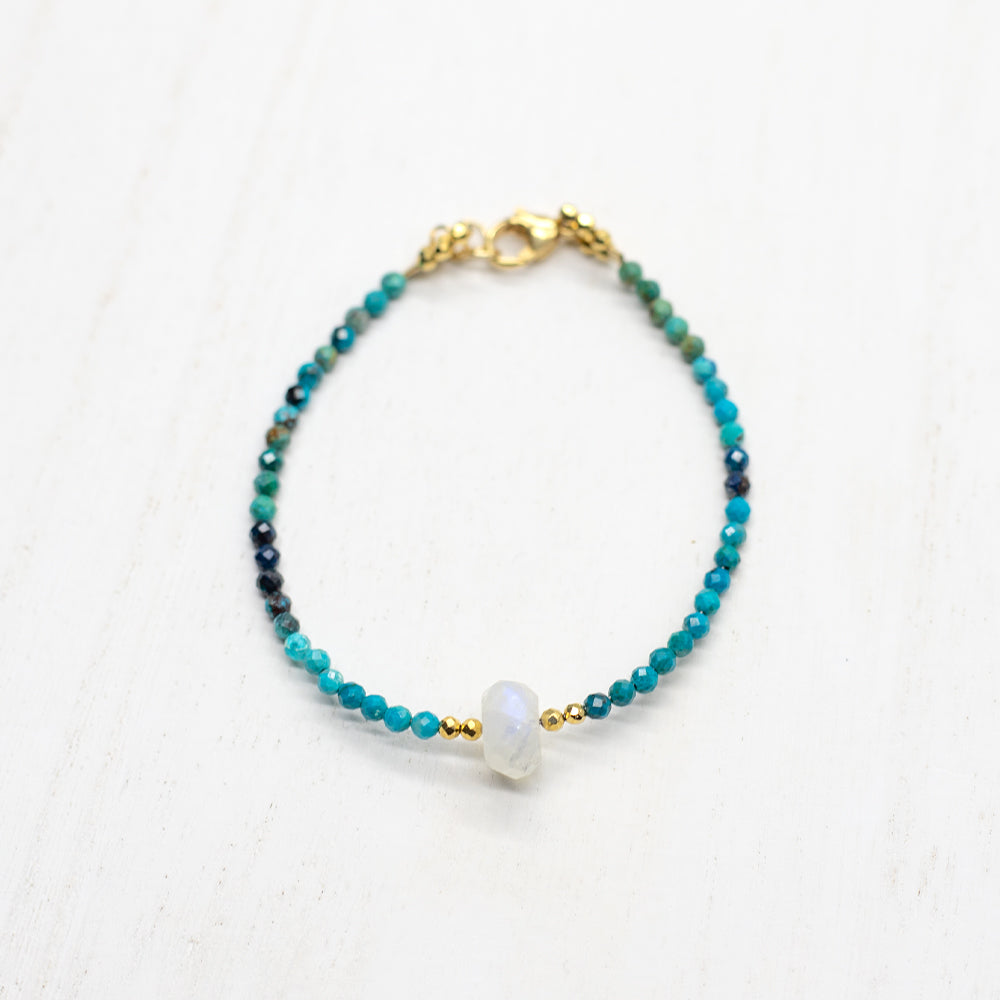 Moonstone & Chrysocolla Luna Simple Bracelet
