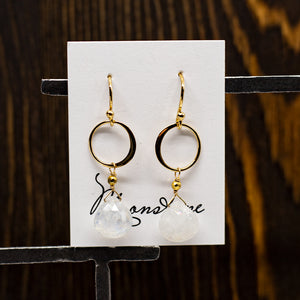 Moonstone Ring Gold Earrings