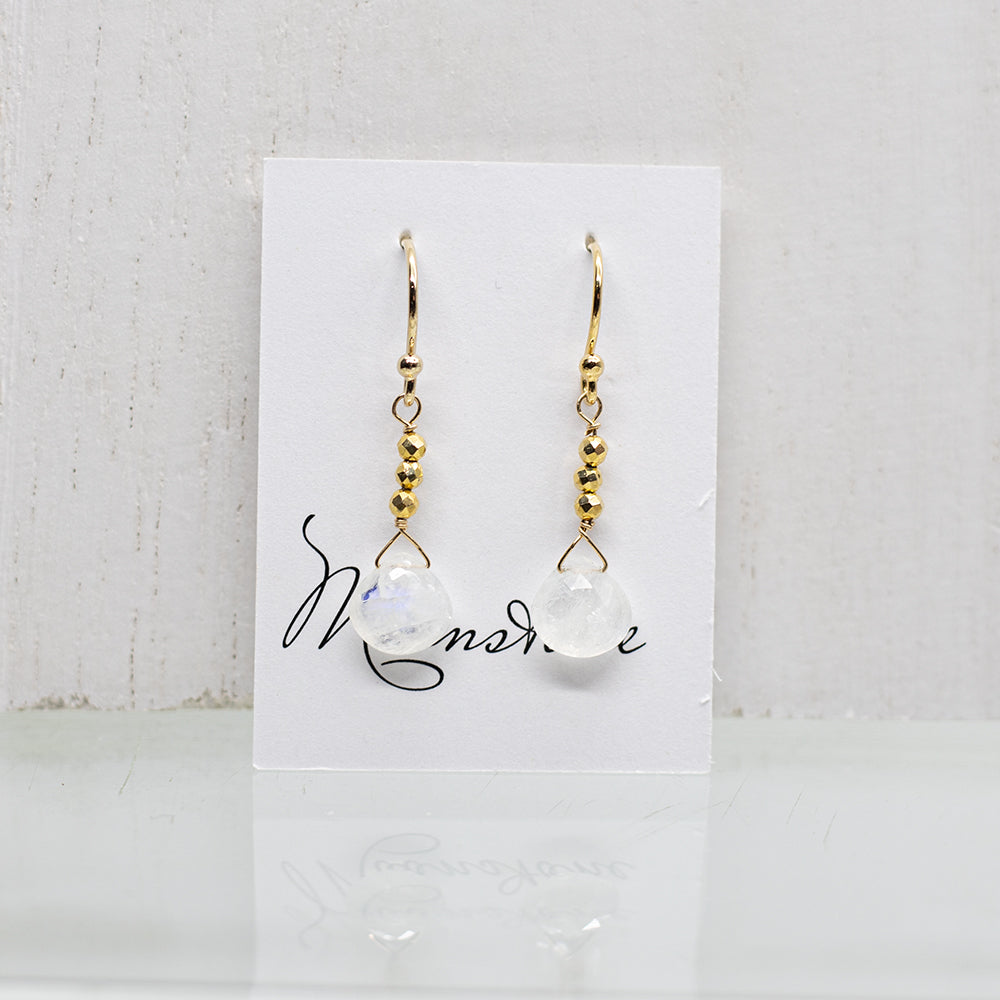 Moonstone Raindrop Gold Earrings