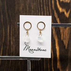 
                
                    Load image into Gallery viewer, Moonstone Large Luna Gold Earrings
                
            