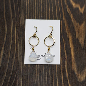 
                
                    Load image into Gallery viewer, Moonstone Ring Gold Earrings
                
            