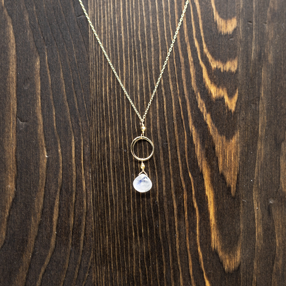 Moonstone Ring Gold Necklace