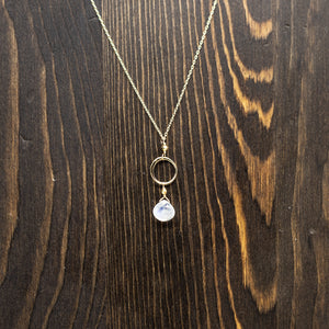 Moonstone Ring Gold Necklace