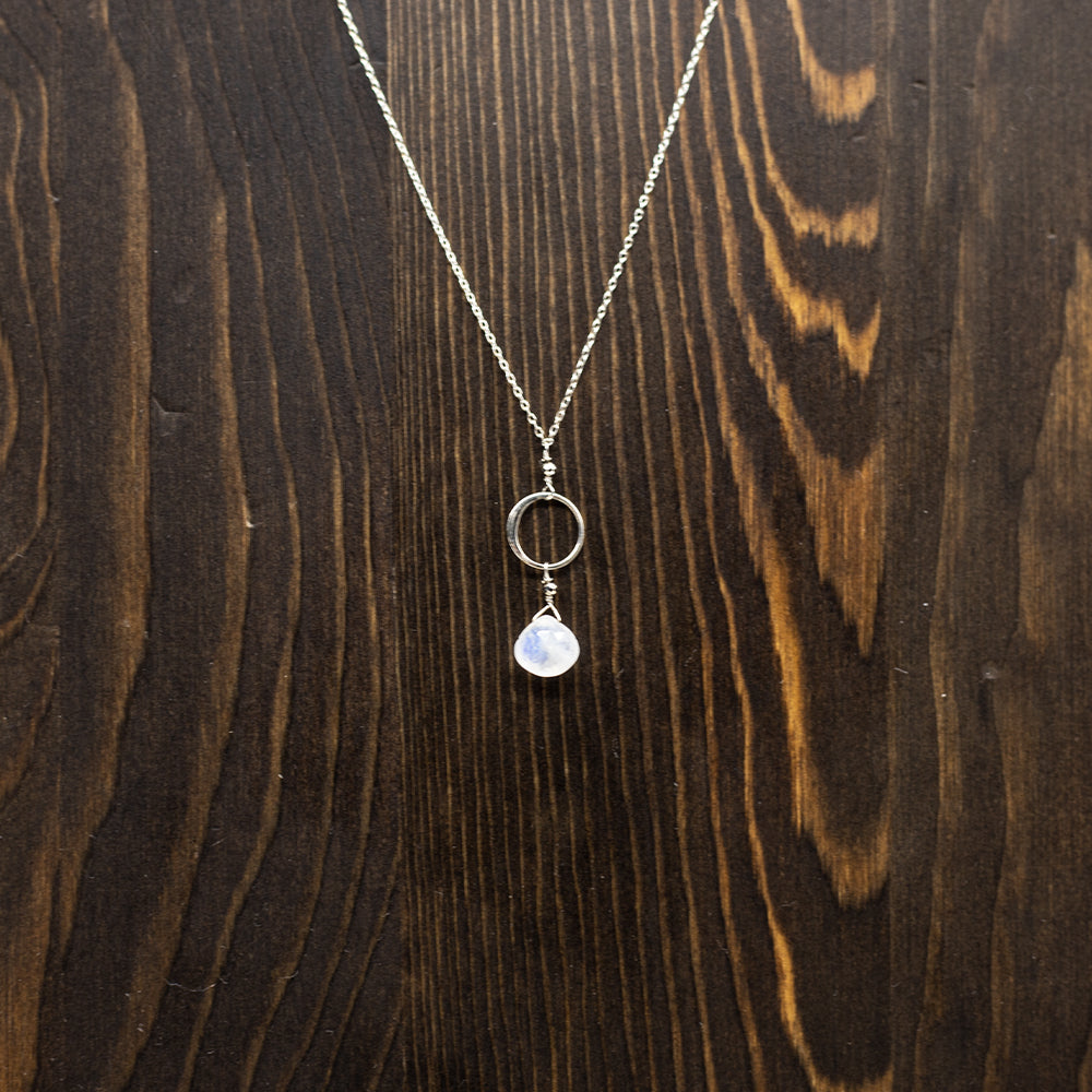 Moonstone Ring Silver Necklace