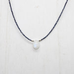 Moonstone & Sapphire Oval Pendant Necklace