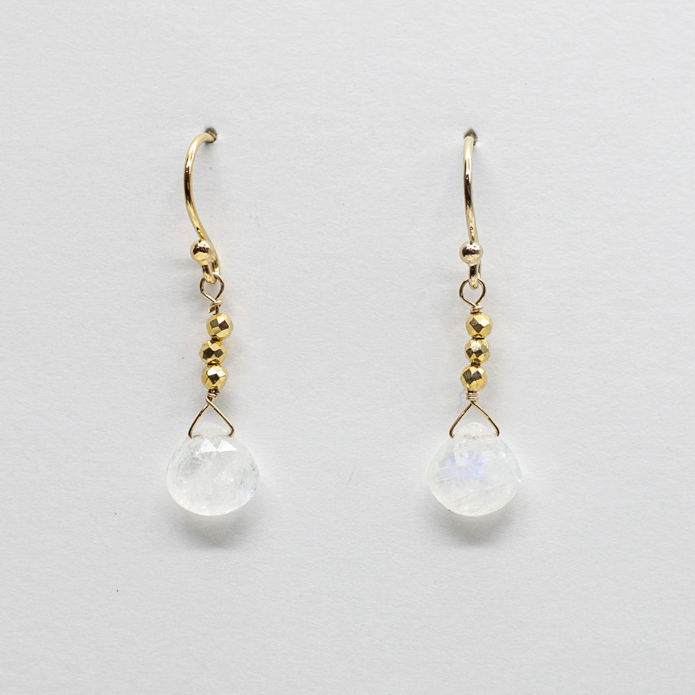 Moonstone Raindrop Gold Earrings