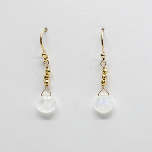 Moonstone Raindrop Gold Earrings