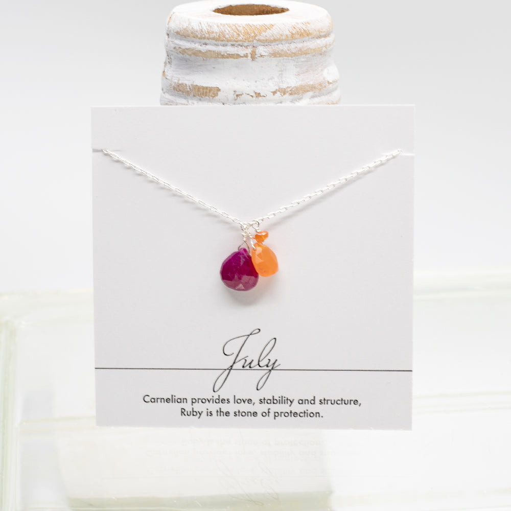 July Birthstone Silver Necklace