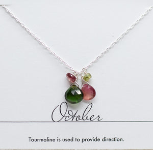 October Birthstone Silver Necklace