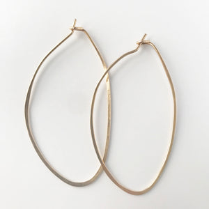 Hoops Oval Hand Hammered Gold Earrings