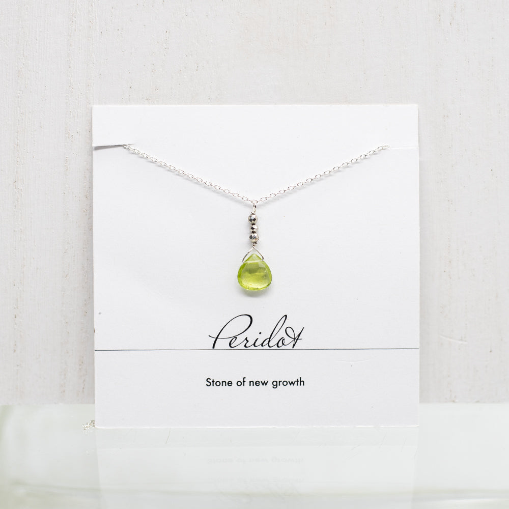 
                
                    Load image into Gallery viewer, Peridot Raindrop Silver Necklace
                
            