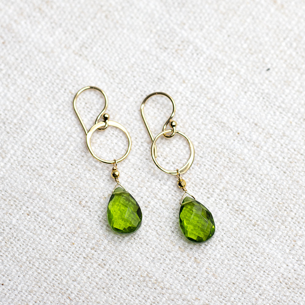 Peridot Ring Gold Earrings